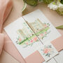 Pink Folded Venue Illustration Wedding Invitation, thumbnail 2 of 9