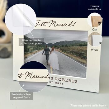Personalised Just Married Photo Frame Wedding Gift, 4 of 9