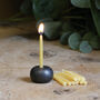 Mindful Living 'Pebble' Meditation Set Iron Candle Holder And Handmade Beeswax Candles, thumbnail 2 of 7