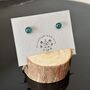 Green Sparkly Fused Glass Sterling Silver Stud Earrings, thumbnail 1 of 9