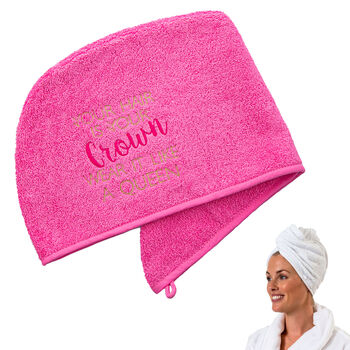 Embroidered Hair Turban Towel With Funny Phrase, 4 of 9