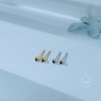 Very Tiny 2mm Black Cz Stud Earrings, 8 of 12