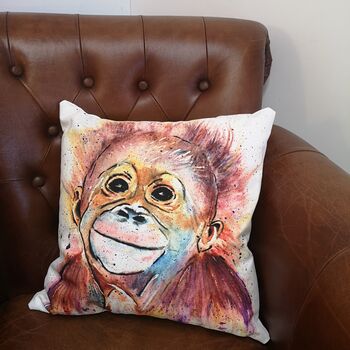 Bright, Fun Monkey Business, Cotton Canvas Cushion, 2 of 2