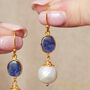 Blue Sapphire And Pearl Gold And Silver Drop Earrings, thumbnail 5 of 10