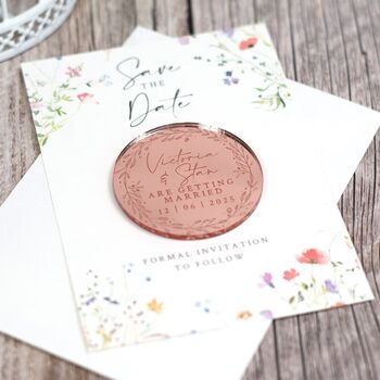 Wildflower Wedding Save The Date Magnet And Card, 3 of 6