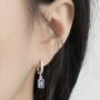 Sterling Silver Blue Crystal Drop Hoop Earrings, thumbnail 3 of 4