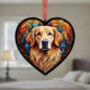 Golden Retriever Stained Glass Effect Heart Suncatcher, thumbnail 4 of 5