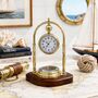 Personalised Brass 24th Anniversary Desk Clock With Compass, thumbnail 4 of 11