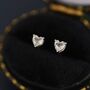 Sterling Silver Genuine Lemon Quartz Crystal Heart Stud Earrings, thumbnail 1 of 12