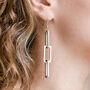 Square Link Chain Earrings In Silver Colour, thumbnail 1 of 3