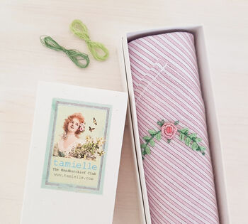 Embroidered Stripes Ladies Handkerchief, 4 of 4