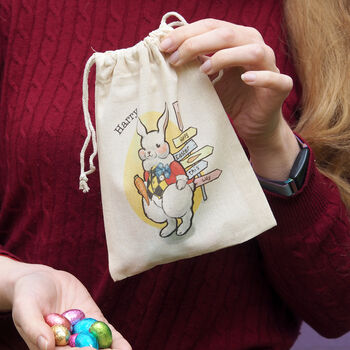 Personalised White Rabbit Bag With Chocolate Eggs, 2 of 2
