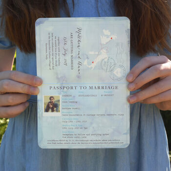 Passport Wedding Invitation Watercolour Style, 6 of 7