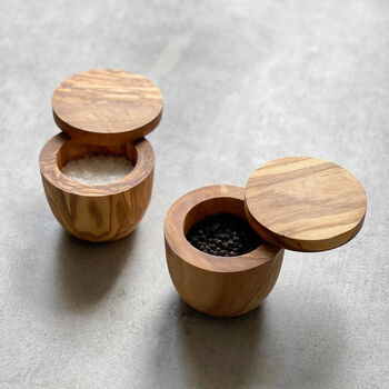 Italian Olive Wood Salt And Pepper Pots, 2 of 4