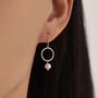 Genuine Freshwater Pearl And Circle Dangle Drop Earrings In Sterling Silver, thumbnail 1 of 11