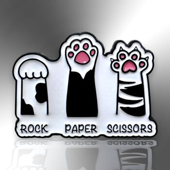 Rock Paper Scissors Cat Paws Enamel Pin, Gifts For Cat Lovers, 3 of 8