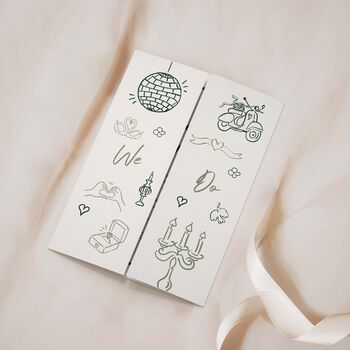 Green Hand Drawn Theme Gatefold Wedding Invitations, 2 of 5