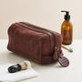 Personalised Leather Washbag With Round Tag, thumbnail 1 of 5