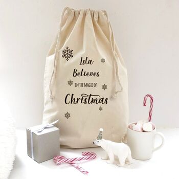 Believe In The Magic Personalised Christmas Eve Sack, 3 of 3