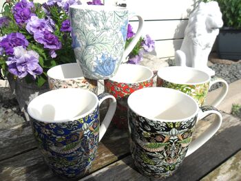 Set Of Six Mugs In Assorted William Morris Designs, 5 of 12