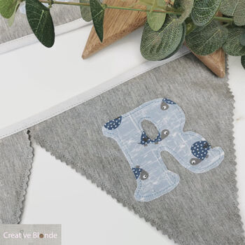 Bunting Grey And White Personalised Baby Room Decor, 5 of 11