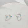 Sterling Silver Chain Double Turquoise Stud Earrings, thumbnail 4 of 9