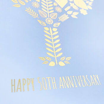 50th Golden Wedding Anniversary Foil Family Tree Print, 10 of 10