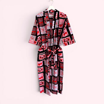 Cherry And Bow Print 100% Cotton Dressing Gown, 2 of 6