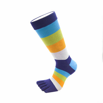 Essential Men Fashion Stripy Cotton Toe Socks, 6 of 6