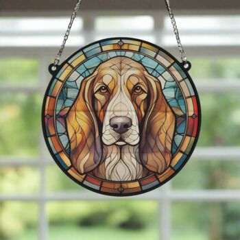 Bassett Hound Stained Glass Effect Suncatcher, 5 of 6