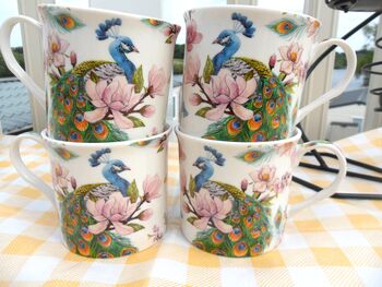 Set Of Four Gift Boxed Palace Mugs In Peacock Design, 5 of 8
