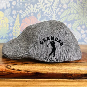 Personalised Dad/Grandad Golf Hobby Flat Cap, 2 of 5
