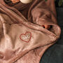 Personalised Heart Embroidery Blanket Throw Cosy Gift For Home, thumbnail 2 of 2