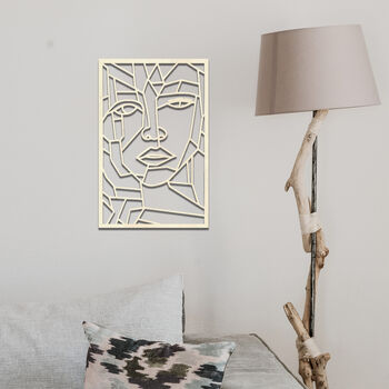 Abstract Woman Face Wooden Line Art Wall Decor Panel, 7 of 9