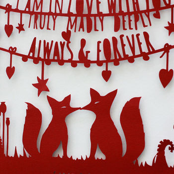 Truly, Madly, Deeply Fox Valentine's Print Or Papercut, 3 of 8