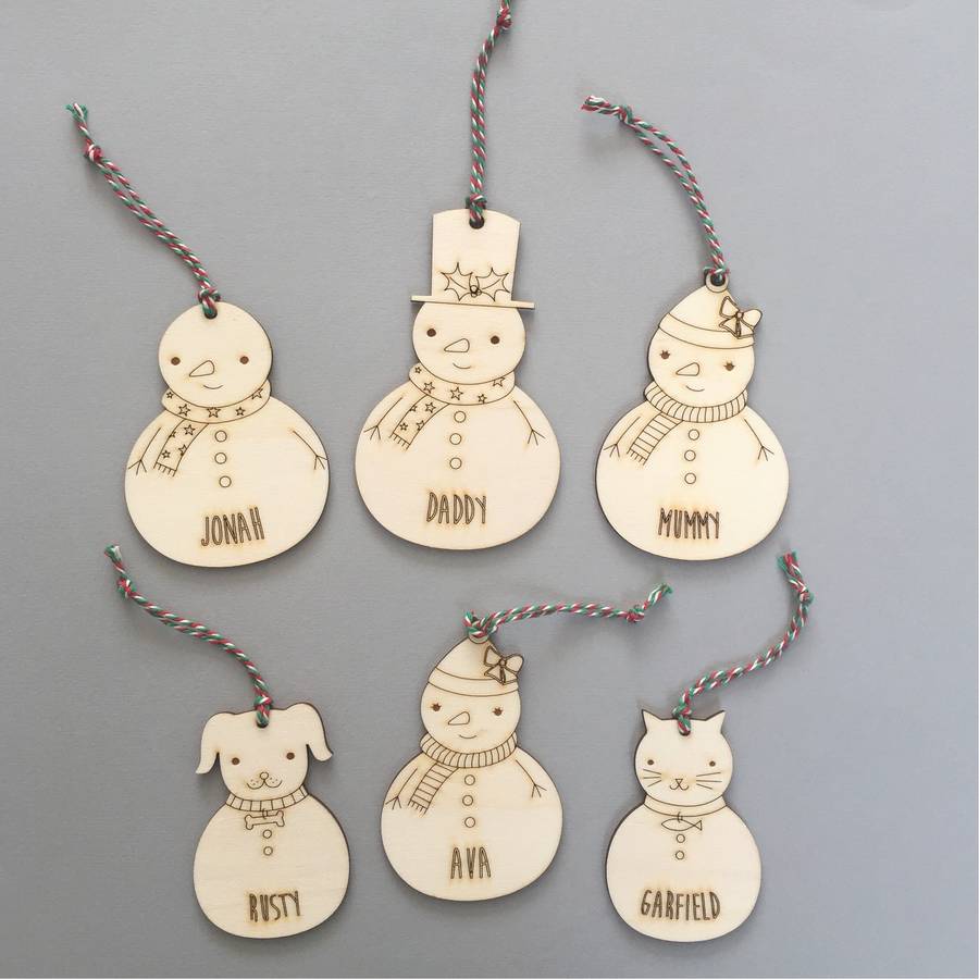 Snowman Family Personalised Christmas Decorations By We ...