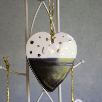 Ceramic Hanging Purple Love Heart Decoration, 3 of 3