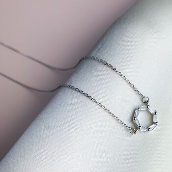 Sterling Silver Crystal Circle Pendant Necklace, 4 of 6