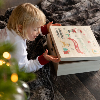 Personalised Children's Santa Christmas Eve Wooden Box, 2 of 12