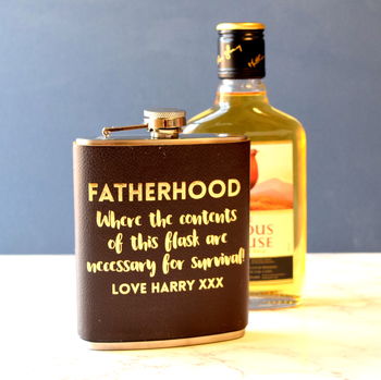 Personalised Fatherhood Hip Flask, 2 of 3