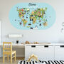 Personalised Animal World Map Wall Sticker For Kids, thumbnail 1 of 3
