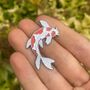 Koi Fish Enamel Pin | White And Orange Lapel Pin, thumbnail 4 of 6