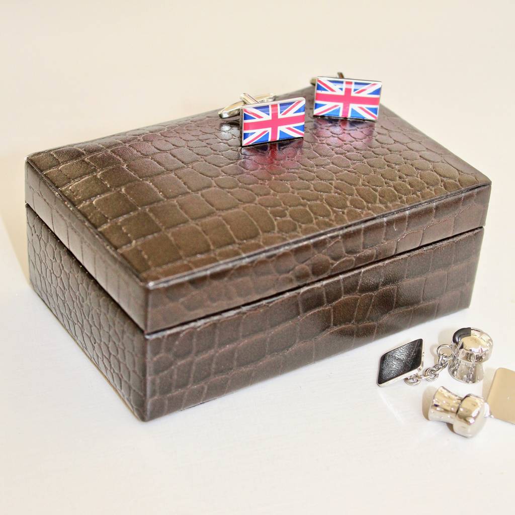 Leather Cufflinks Case By Chapel Cards