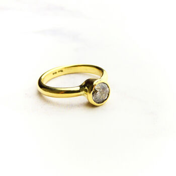 18ct Yellow Gold Ring With Salt And Pepper Diamond, 3 of 3