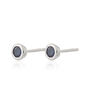 Sterling Silver September Birthstone Stud Earrings Sapphire, thumbnail 2 of 4