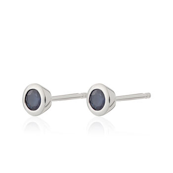 Sterling Silver September Birthstone Stud Earrings Sapphire, 2 of 4