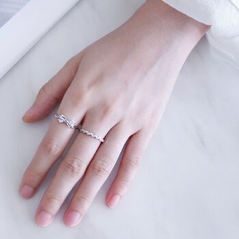 Sterling Silver Crystal Bow Adjustable Ring, 2 of 6