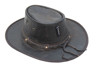 Soft Distressed Foldable Leather Hat, 5 of 8