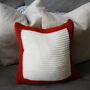 Hand Knit Colourblock Cushion In Rust And Ivory, thumbnail 2 of 6