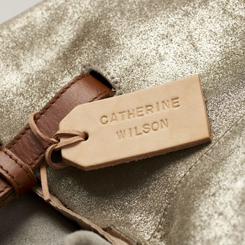 Personalised Handstamped Leather Luggage Tag, 3 of 8
